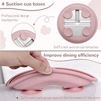 Assiette divisée pour tout-petits avec 4 ventouses, manchon en silicone amovible, plat antidérapant pour bébé de 0 à 12 mois
