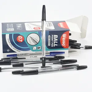 Top Verkoop Bal Punt Pen Plastic Zwart & Blauw Kleur Aangepaste Weibo Hoge Kwaliteit Briefpapier Voor School Student Kantoor