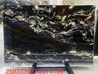 Dalles de granit noir Jet Mist Lactea Via Brazil pour plan de travail de cuisine avec veines noires et blanches, granit neige