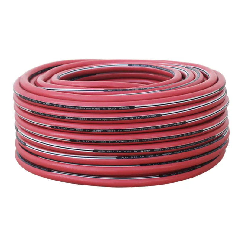 Tuyau à gaz Alfa Flex rouge 8 mm de diamètre 40m de longueur composé de PVC et fil de polyester pour le transfert d'air et à des fins industrielles