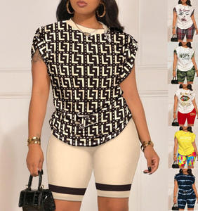Conjunto <span class=keywords><strong>de</strong></span> 2 Piezas <span class=keywords><strong>de</strong></span> <span class=keywords><strong>Ropa</strong></span> <span class=keywords><strong>Casual</strong></span> <span class=keywords><strong>de</strong></span> Verano <span class=keywords><strong>para</strong></span> <span class=keywords><strong>Mujer</strong></span>, Camiseta <span class=keywords><strong>de</strong></span> Cuello Redondo y Manga Corta con Pantalones Cortos - Product Image 3
