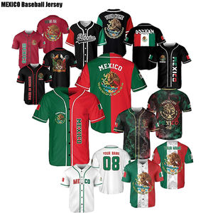 Haute qualité personnalisé mexique maillot mexique maillot de Baseball aigle Baseball chemises boutonnées <span class=keywords><strong>drapeau</strong></span> mexicain maillot de Baseball - Product Image 3
