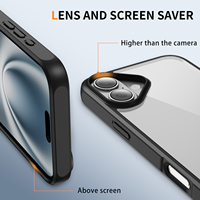 Étui de téléphone 2 en 1 en TPU transparent et PC, avec cadre surélevé pour l'appareil photo, robuste, antichoc, anti-rayures, découpes précises pour iPhone 16 Plus