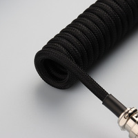 Kabel USB C Aviation ke USB GX16 Nickel Keyboard Coiled Cable Warna Hitam Putih Plug and Play Garansi 12 Bulan