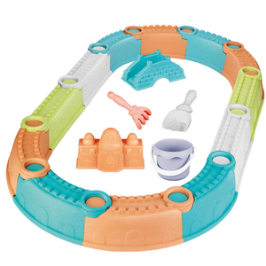 Ensemble de jouets de plage en paille de blé pour le sable, 9 pièces, boîte colorée, kit de construction de mur de château, seau, bêche, pelle, moules, jouet de sable écologique pour enfants - Product Image 1