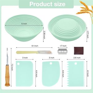 Banneton en silicone, paniers à pain au levain (lot de 6, 5 pouces), bols de levage ronds avec kit de démarrage, fournitures de boulangerie - Product Image 4