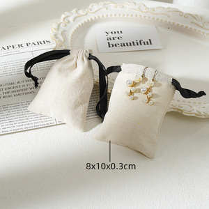 Custom Logo jewellery Necklace Earrings <b>Rings</b> organizer <b>storage</b> Packaging 8*10CM Pull rope cotton pouch Bag - Product Image 5
