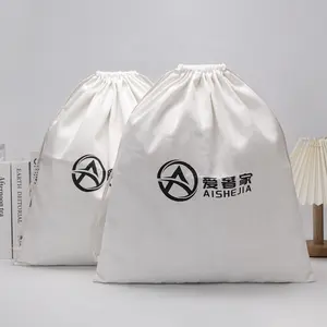 Recyclable Cotton Bag Gift Packaging Bag Custom Logo Printed Cosmetic Toys Sembroideredt Cotton Pouch Hot Selling Custom White