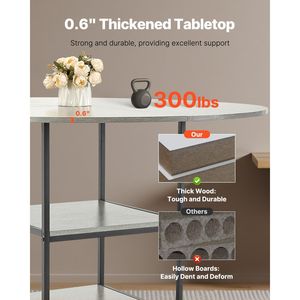 Round <b>Dining</b> <b>Table</b> 47 Inch Grey Wood <b>Top</b> Metal Base Modern Minimalist Design For 4-6 People Home Furniture - Product Image 4