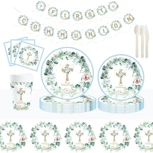 Vaisselle de fête pour la première communion DAMAI, anniversaire d'enfant, baby shower, fournitures de fête, gobelets en papier, assiettes, ensemble de communion - Product Image 3