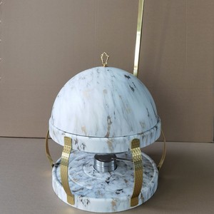 Stainless Steel Alcohol Heating <b>Stove</b> Golden Round Pot With Lid Modern Minimalist Design For Dining Use - Product Image 2