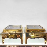 Plat à chafing rectangulaire de luxe en acier inoxydable doré 6L, chauffe-plats à combustible pour buffets et événements de restauration