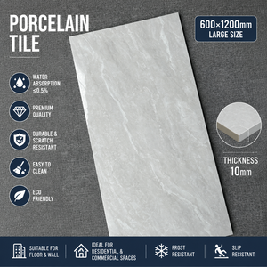 Carrelage en porcelaine brillant Calacatta Super Blanc 600x1200mm de Foshan, surface ultra plate, double absorption zéro, carrelage intérieur commercial - Product Image 2