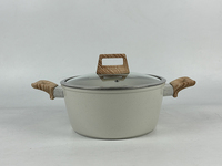 Batterie de Cuisine 21 Pièces Faitout Casserole Poêle à Frire Poêle à Crêpes Cuiseur Vapeur et Accessoires Revêtement Antiadhésif Effet Marbre Fond Induction