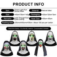 Masque de nonne en latex lumineux, plusieurs styles, capuche d'horreur, visage de fantôme, accessoires effrayants pour Halloween, personnalisable