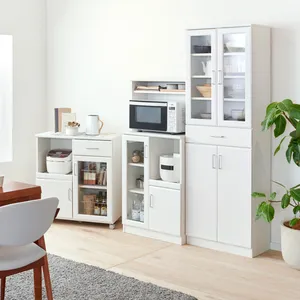 Classic wooden style Japanese white organizer storage kitchen cabinet