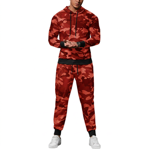 Ensemble de survêtement décontracté imprimé et uni, deux pièces (hoodie et pantalon), 100 % coton, respirant, séchage rapide, tenue de sport, direct usine - Product Image 1