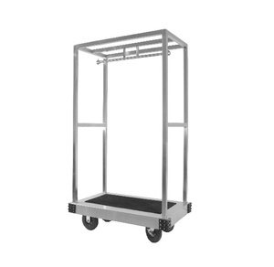 Carrello Portabagagli in Acciaio Inox per Hotel, <span class=keywords><strong>Trolley</strong></span> Resistente <span class=keywords><strong>con</strong></span> Barra Appendiabiti, Carrello Portabagagli di Alta Gamma Forma Quadrata - Product Image 1