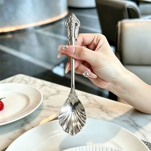 Baroque Seashell Shaped Coffee Tea Spoon 304 Stainless Steel <b>Dessert</b> Fruit <b>Fork</b> Mirror Polished for Wedding Restaurant Hotel - Product Image 1