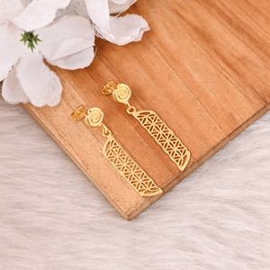Trendy Gold-plated Brass Stud <b>Earrings</b> For Daily Wear Customized Jewelry High-quality Brass Designer <b>Earrings</b> Bulk Order - Product Image 2