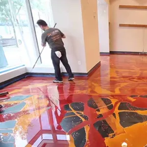 Crystal 3D Metallic epoxy resin coating adhesive flooring glue down wood pvc floor with color pigment