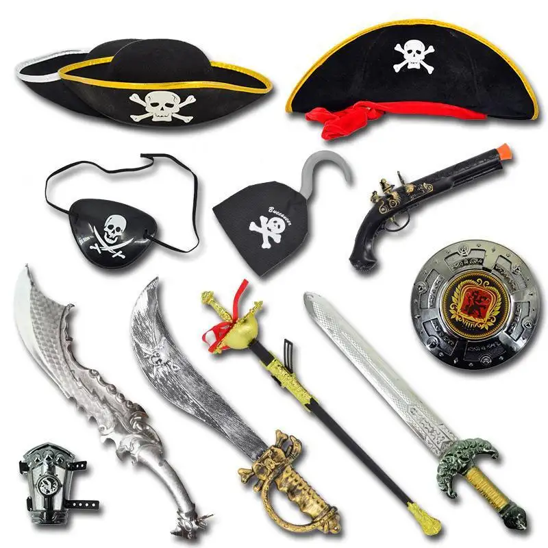 Хэллоуин Косплей Костюм пиратская шляпа аксессуары нож крючок маска глаз накидка декоративные принадлежности набор