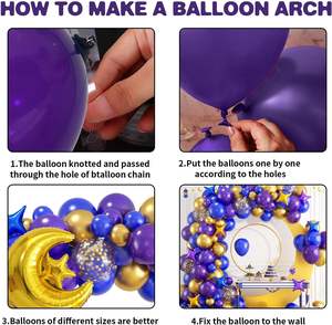Ballons en latex bleu, violet et or pour les décorations <span class=keywords><strong>de</strong></span> fête du Ramadan Moubarak et <span class=keywords><strong>de</strong></span> l'Aïd, avec guirlande <span class=keywords><strong>de</strong></span> ballons, lune, étoile et <span class=keywords><strong>arche</strong></span> - Product Image 5