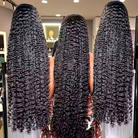 Perruques de cheveux humains vierges bruts indiens vietnamiens, 100% alignés sur les cuticules, 40 pouces, bouclés profonds birmanes, avec frontal en dentelle 13x6 sans colle