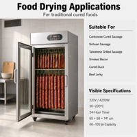 Séchoir à saucisses rotatif automatique commercial en acier inoxydable avec fonction de fumage