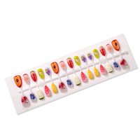 30-delige zomerse frisse 3D kersen-aardbei-amandel korte plastic opzetnagels zoete Instagram-stijl fruit manicure nagels
