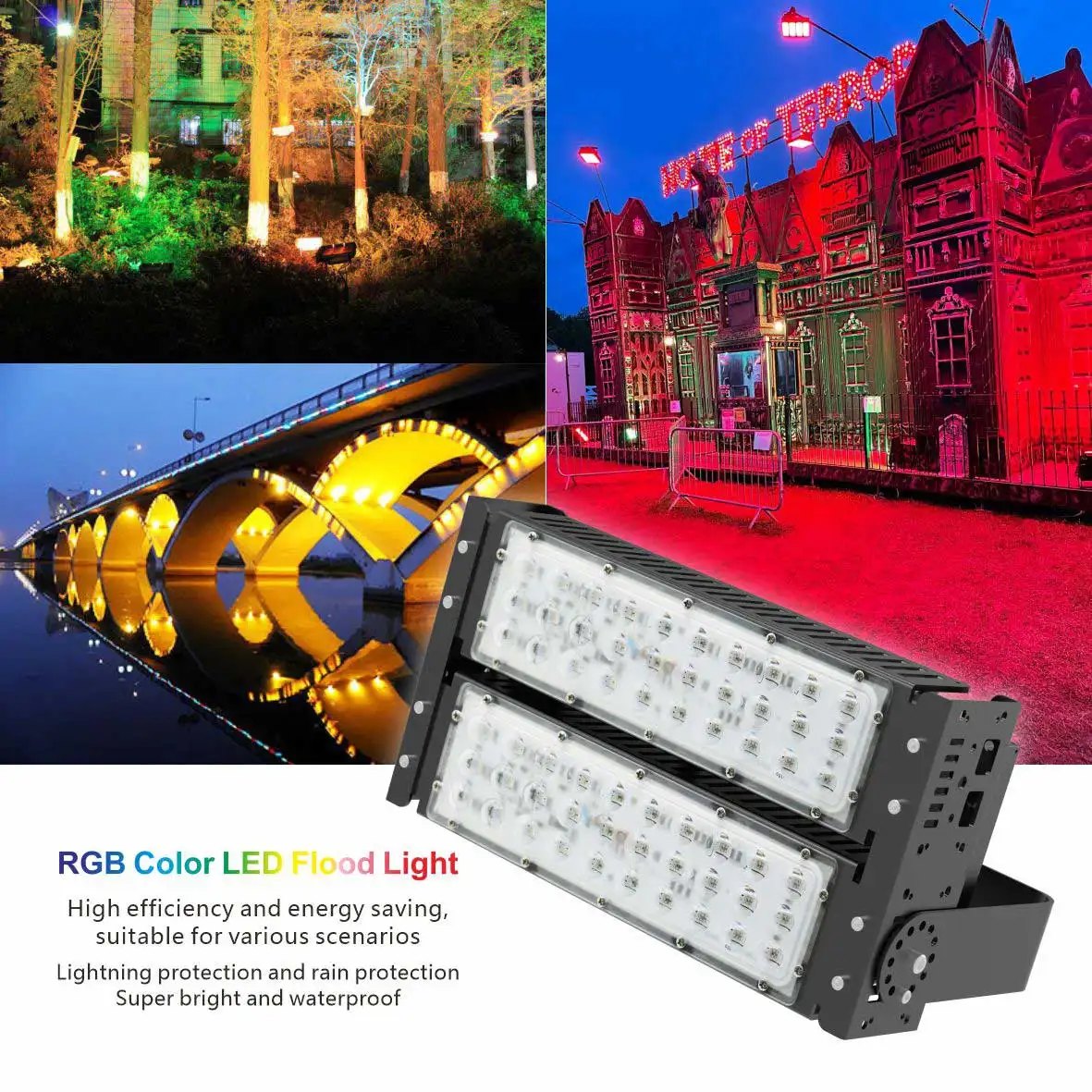 IP65 impermeabile 100W RGB LED Flood Light telecomando per affissioni proiettore riflettore luci di inondazione per progetti all'aperto