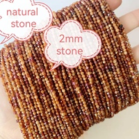 Perles lâches en pierre d'agate naturelle de 2mm, rondes à facettes, polies avec trou droit pour accessoires de bricolage, petites perles