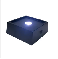 Présentoir de veilleuse à LED en bois noir mat à piles pour écrans en cristal salon batterie AAA