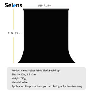 Fondale Fotografico Nero Selens 10x5ft, Tessuto Vellutato Non Riflettente per Studio, Sfondo per Ritratti e Accessori Fotografici - Product Image 6