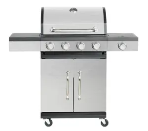 4+1 Burner Gas Grill 13.7KW with Side Burner Stainless Steel Barbecue Grill Outdoor Enamel cast iron cooking grids