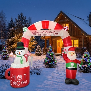 Arche gonflable de 2,4 mètres de haut avec logo de dessin animé festif, accessoire photo et décoration de Noël gonflable - Product Image 1