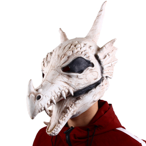 หน้ากากยางลาเท็กซ์รูปหัวกะโหลกมังกรขาว แฟชั่นทันสมัย ปิดคลุมทั้งศีรษะ สำหรับชุดฮาโลวีน คอสเพลย์ และงานปาร์ตี้ธีมแฟนตาซี - Product Image 5