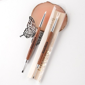 Stylo de gaufrage professionnel en silicone à double tête, avec petite poignée en bois, vente en gros d'usine, logo personnalisé, produits pour ongles, best-seller - Product Image 6