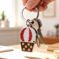 Porte-clés Cactus de Noël en émail rouge et blanc, plante en pot, en alliage de zinc, cadeau de Noël, vente en gros