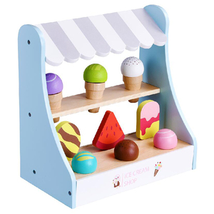 Ensemble de cuisine <span class=keywords><strong>en</strong></span> <span class=keywords><strong>bois</strong></span>, jouets miniatures, bricolage de grandes marques, faire soi-même, chariot pour crème glacée, pièces - Product Image 5