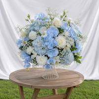 Bola de Flores Artificiales de Seda al por Mayor, Bola de Hortensias y Rosas Hechas a Mano, Centro de Mesa para Bodas, Decoración Colgante para Eventos, Azul