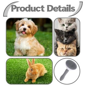 Peigne démêlant pour chiens et chats à un bouton, brosse de toilettage pour animaux de compagnie, nettoyage et brossage des poils, pas cher - Product Image 6