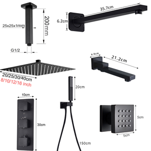 Matte đen tắm đặt tĩnh nhiệt vòi hoa sen Mixer vòi đồng Massage máy bay phản lực Thác tắm vòi hoa sen vòi nước giấu vòi tap - Product Image 6