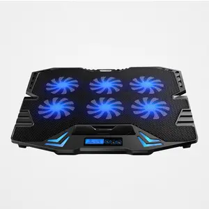 Stille 6 Fans 2 Usb Laptop Cooler 12-17 Inch Computer Cooling Pad Base Rood/Blauw Licht Led notebook Snelheidsregeling Ventilator Stand Voorraad