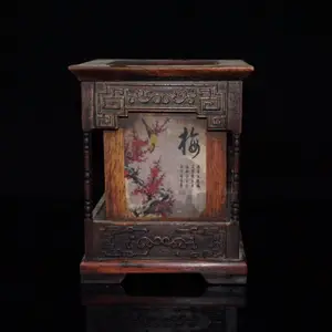 Antique collection grass blossom pear wood plum orchid bamboo chrysanthemum pen container decoration antique study office craft