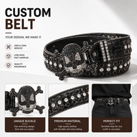 Ceinture personnalisée en strass avec boucle en alliage de zinc, ceinture à os croisés en cristal scintillant pour le hip-hop et les soirées