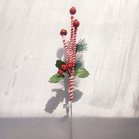 Tiges d'arbre de Noël artificielles, pics rouges artificiels en forme de bonbons pour la décoration de l'arbre de Noël