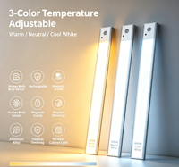 Barre lumineuse LED ultra-fine à détecteur de présence humaine, rechargeable, sans fil, magnétique, pour armoire/placard, cave à vin, en alliage d'aluminium