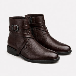 Bottes d'équitation Jodhpur en cuir de haute qualité, chaussures équestres classiques, durables, avec sangle à boucle, pour l'équitation quotidienne - Product Image 3