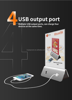 Nouvelle Arrivée Table Menu Powerbank 4 Usb Port Station De Recharge Dock Restaurant Menu Publicité Power Bank pour Café